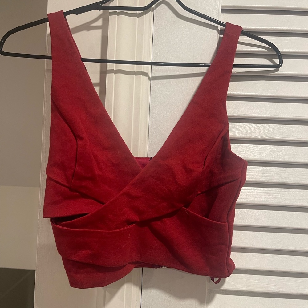 Guess Red Wrap Front Crop Top